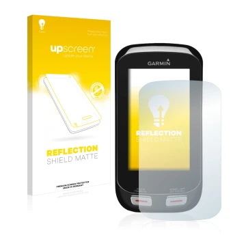 Parte frontale di una confezione del prodotto con il logo del marchio upscreen. Accanto è raffigurato il dispositivo Garmin Ap