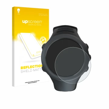 Parte frontale di una confezione del prodotto con il logo del marchio upscreen. Accanto è raffigurato il dispositivo Suunto Am
