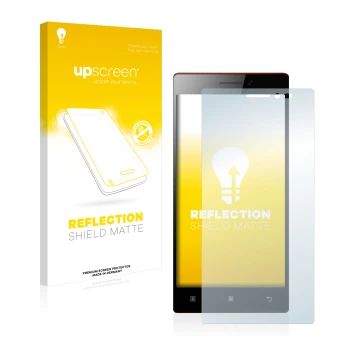 Parte frontale di una confezione del prodotto con il logo del marchio upscreen. Accanto è raffigurato il dispositivo Lenovo Vi