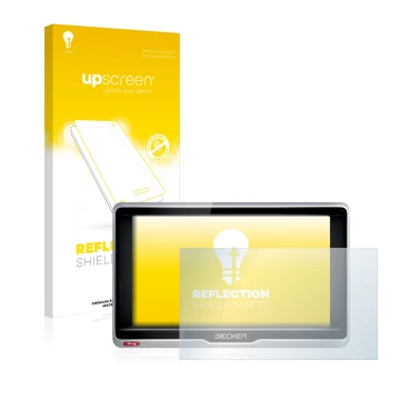 Parte frontale di una confezione del prodotto con il logo del marchio upscreen. Accanto è raffigurato il dispositivo Becker Pr