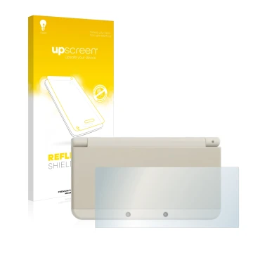 Parte frontale di una confezione del prodotto con il logo del marchio upscreen. Accanto è raffigurato il dispositivo Nintendo 