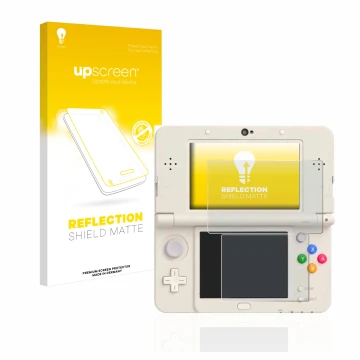 Parte frontale di una confezione del prodotto con il logo del marchio upscreen. Accanto è raffigurato il dispositivo Nintendo 