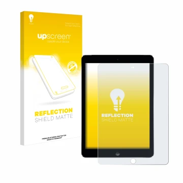 Parte frontale di una confezione del prodotto con il logo del marchio upscreen. Accanto è raffigurato il dispositivo Apple iPa