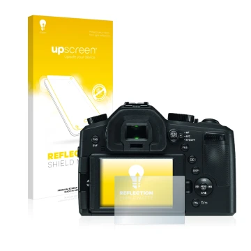 Parte frontale di una confezione del prodotto con il logo del marchio upscreen. Accanto è raffigurato il dispositivo Leica V-L