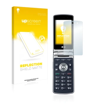 Parte frontale di una confezione del prodotto con il logo del marchio upscreen. Accanto è raffigurato il dispositivo LG Wine S