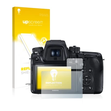 Parte frontale di una confezione del prodotto con il logo del marchio upscreen. Accanto è raffigurato il dispositivo Samsung N