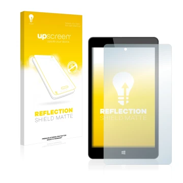 Parte frontale di una confezione del prodotto con il logo del marchio upscreen. Accanto è raffigurato il dispositivo Linx 8 co