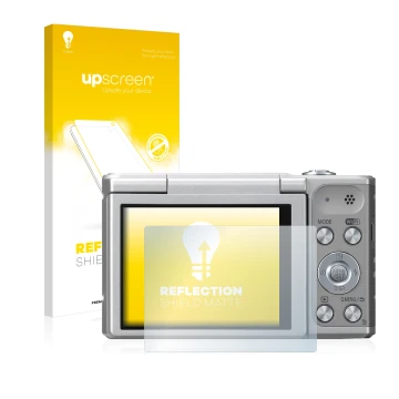 Parte frontale di una confezione del prodotto con il logo del marchio upscreen. Accanto è raffigurato il dispositivo Panasonic