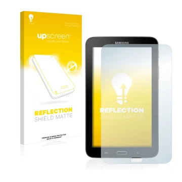 Parte frontale di una confezione del prodotto con il logo del marchio upscreen. Accanto è raffigurato il dispositivo Samsung G