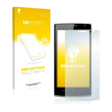 Parte frontale di una confezione del prodotto con il logo del marchio upscreen. Accanto è raffigurato il dispositivo THL 5000T