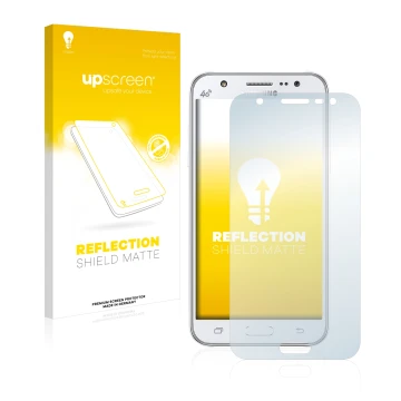 Parte frontale di una confezione del prodotto con il logo del marchio upscreen. Accanto è raffigurato il dispositivo Samsung G