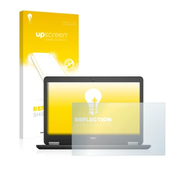 Parte frontale di una confezione del prodotto con il logo del marchio upscreen. Accanto è raffigurato il dispositivo Dell Lati