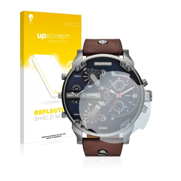 Parte frontale di una confezione del prodotto con il logo del marchio upscreen. Accanto è raffigurato il dispositivo Diesel DZ