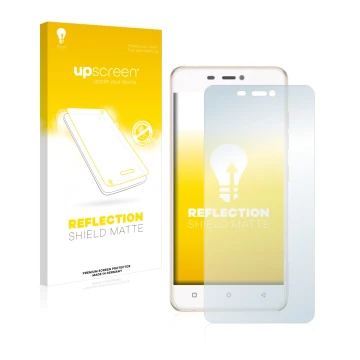 Parte frontale di una confezione del prodotto con il logo del marchio upscreen. Accanto è raffigurato il dispositivo Gionee El