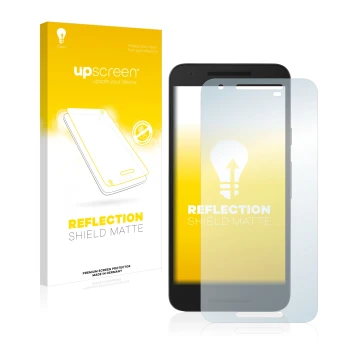 Parte frontale di una confezione del prodotto con il logo del marchio upscreen. Accanto è raffigurato il dispositivo LG Nexus 