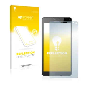 Parte frontale di una confezione del prodotto con il logo del marchio upscreen. Accanto è raffigurato il dispositivo Microsoft