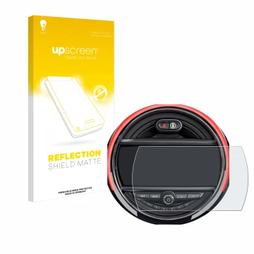 Parte frontale di una confezione del prodotto con il logo del marchio upscreen. Accanto è raffigurato il dispositivo Mini Coop