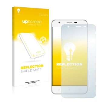 Parte frontale di una confezione del prodotto con il logo del marchio upscreen. Accanto è raffigurato il dispositivo Allview V