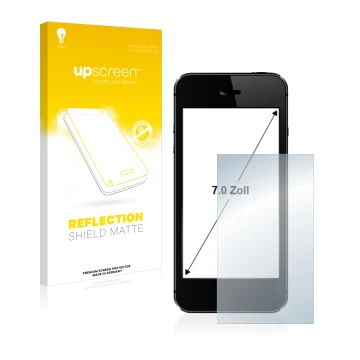 Parte frontale di una confezione del prodotto con il logo del marchio upscreen. Accanto è raffigurato il dispositivo con la re