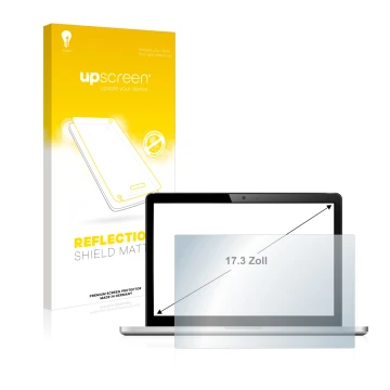 Parte frontale di una confezione del prodotto con il logo del marchio upscreen. Accanto è raffigurato il dispositivo con la re