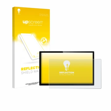 Parte frontale di una confezione del prodotto con il logo del marchio upscreen. Accanto è raffigurato il dispositivo con la re