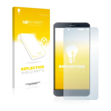 Parte frontale di una confezione del prodotto con il logo del marchio upscreen. Accanto è raffigurato il dispositivo Oukitel K