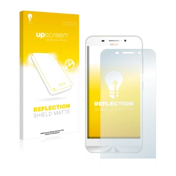 Parte frontale di una confezione del prodotto con il logo del marchio upscreen. Accanto è raffigurato il dispositivo ASUS ZenF