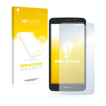 Parte frontale di una confezione del prodotto con il logo del marchio upscreen. Accanto è raffigurato il dispositivo Zopo Colo