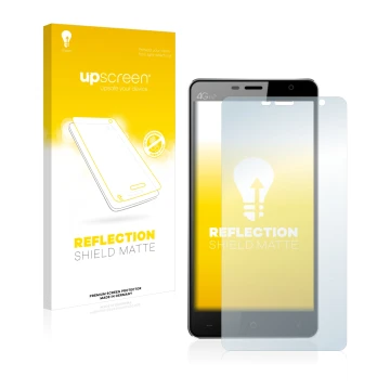 Parte frontale di una confezione del prodotto con il logo del marchio upscreen. Accanto è raffigurato il dispositivo Leagoo El