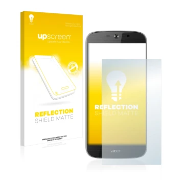 Parte frontale di una confezione del prodotto con il logo del marchio upscreen. Accanto è raffigurato il dispositivo Acer Liqu