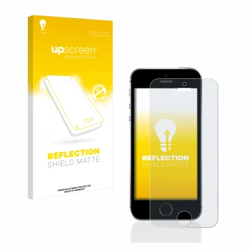 Parte frontale di una confezione del prodotto con il logo del marchio upscreen. Accanto è raffigurato il dispositivo Apple iPh