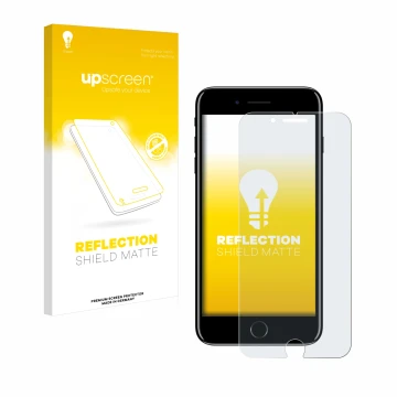 Parte frontale di una confezione del prodotto con il logo del marchio upscreen. Accanto è raffigurato il dispositivo Apple iPh