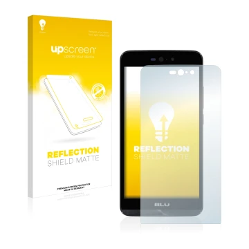 Parte frontale di una confezione del prodotto con il logo del marchio upscreen. Accanto è raffigurato il dispositivo BLU Dash 