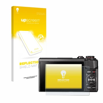 Parte frontale di una confezione del prodotto con il logo del marchio upscreen. Accanto è raffigurato il dispositivo Canon Pow