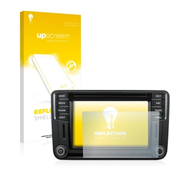 Parte frontale di una confezione del prodotto con il logo del marchio upscreen. Accanto è raffigurato il dispositivo Volkswage