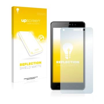 Parte frontale di una confezione del prodotto con il logo del marchio upscreen. Accanto è raffigurato il dispositivo Cubot Rai