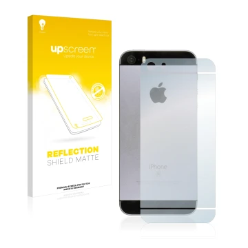 Parte frontale di una confezione del prodotto con il logo del marchio upscreen. Accanto è raffigurato il dispositivo Apple iPh