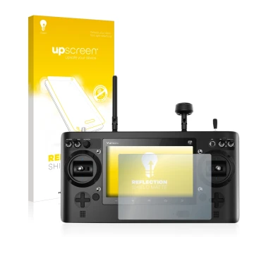 Parte frontale di una confezione del prodotto con il logo del marchio upscreen. Accanto è raffigurato il dispositivo Yuneec ST