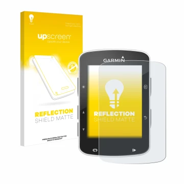 Parte frontale di una confezione del prodotto con il logo del marchio upscreen. Accanto è raffigurato il dispositivo Garmin Ed