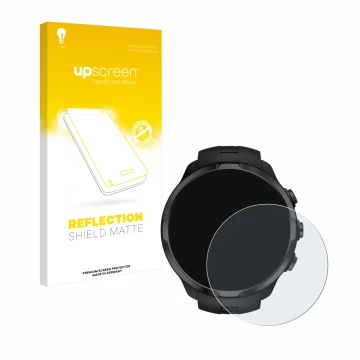 Parte frontale di una confezione del prodotto con il logo del marchio upscreen. Accanto è raffigurato il dispositivo Suunto Sp