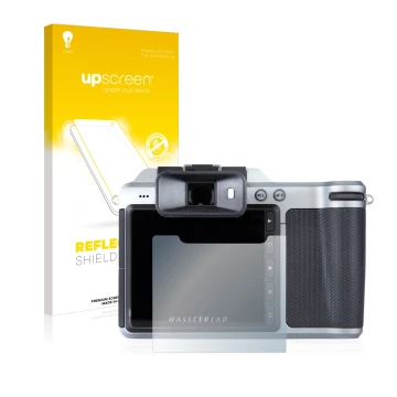 Parte frontale di una confezione del prodotto con il logo del marchio upscreen. Accanto è raffigurato il dispositivo Hasselbla