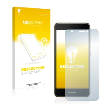 Parte frontale di una confezione del prodotto con il logo del marchio upscreen. Accanto è raffigurato il dispositivo Huawei No