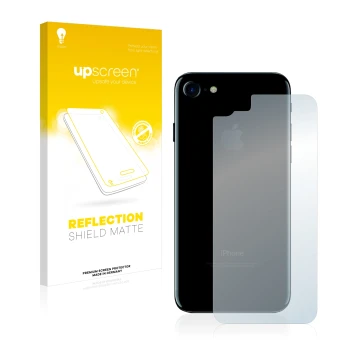 Parte frontale di una confezione del prodotto con il logo del marchio upscreen. Accanto è raffigurato il dispositivo Apple iPh