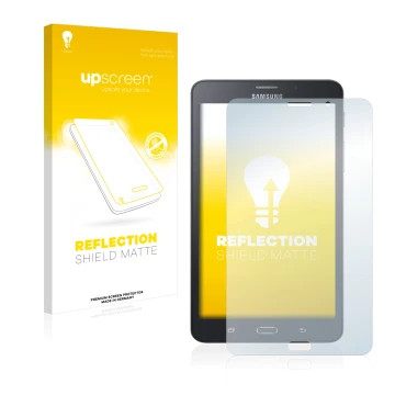 Parte frontale di una confezione del prodotto con il logo del marchio upscreen. Accanto è raffigurato il dispositivo Samsung G