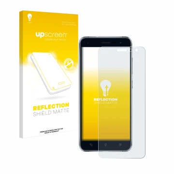 Parte frontale di una confezione del prodotto con il logo del marchio upscreen. Accanto è raffigurato il dispositivo ASUS ZenF