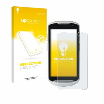 Parte frontale di una confezione del prodotto con il logo del marchio upscreen. Accanto è raffigurato il dispositivo Zebra TC5