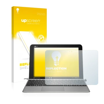 Parte frontale di una confezione del prodotto con il logo del marchio upscreen. Accanto è raffigurato il dispositivo ASUS Tran