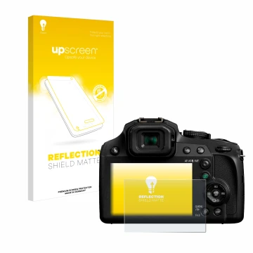 Parte frontale di una confezione del prodotto con il logo del marchio upscreen. Accanto è raffigurato il dispositivo Panasonic