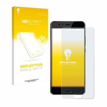 Parte frontale di una confezione del prodotto con il logo del marchio upscreen. Accanto è raffigurato il dispositivo Huawei P1