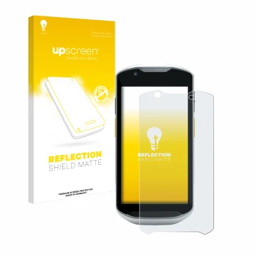 Parte frontale di una confezione del prodotto con il logo del marchio upscreen. Accanto è raffigurato il dispositivo Zebra TC5